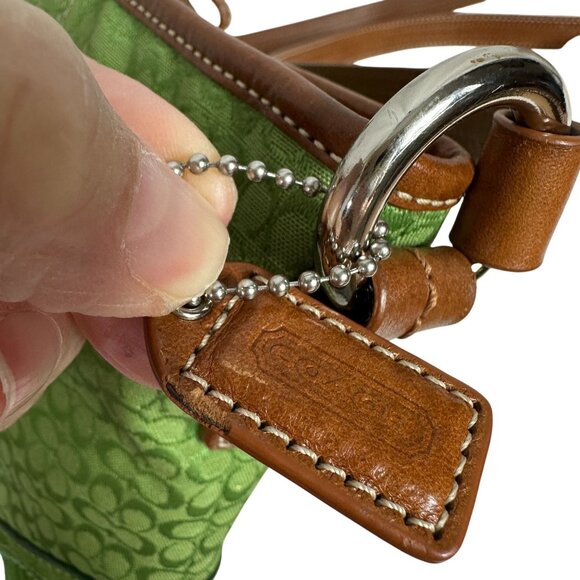 Vintage Coach Lime Green Signature Crossbody Bag Y2K - Picture 9 of 14